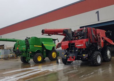 A team of two Detailing Adelaide detailers cleaned the exterior of these two combine harvesters
